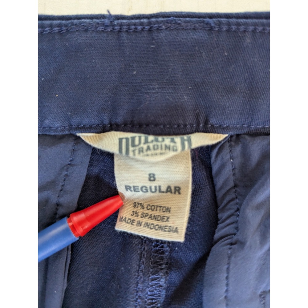 NWT Duluth Trading Pants Women's Sz 8 Blue Cropped Wide Leg Chino Cotton Blend - Picture 4 of 10